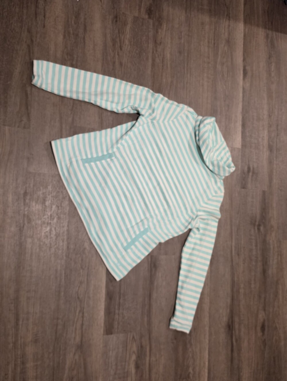 Vineyard Vines Kids Striped Long-Sleeve Turtleneck in Light Aqua and White